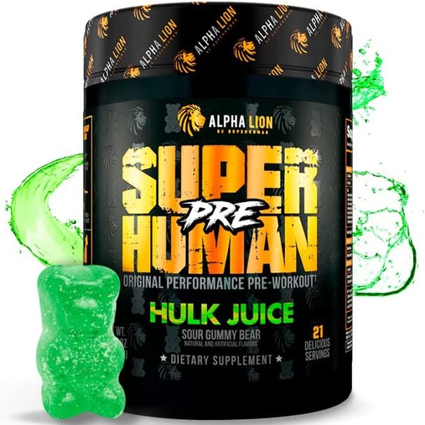 ALPHA LION Superhuman Pre Workout Powder, Beta Alanine, L-Taurine & Tri-Source Caffeine for Sustained Energy & Focus, Nitric Oxide & Citrulline for Pump (21 Servings, Hulk Juice)