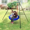 Swing Frame Outdoor Heavy Duty, 440 LBS Metal Porch Swing Stand for Kids and Adults, 73" Height Metal A-Frame Saucer Swing Stand for Backyard, Black - Image 5