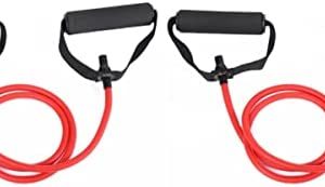 INOOMP 2pcs Handlered Waist Fitness Elastic Workouts Pull Slimming Outdoor Training for Yoga Pz Abdomen Resistance Red Exercise Bands Home Handle with Stretching Leg Workout Gym Band