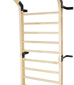 FC FUNCHEER Solid Wood Stall Bar,Swedish Ladder bar Gymnastics Wall bar,Total Size 86.6 inches in Height and 32 inches Width,Gym Pull Up bar for Gym &Home Training
