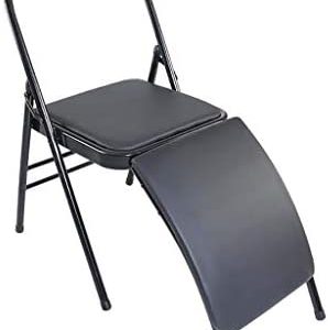 AHXF Yoga Chair Yoga Auxiliary Chair with Lumbar Back Solid Anti-Slip Stable and Durable Backless Flexibility and Strength Training Tool Foldable Balance Handstand Training Tool (Color : Black)
