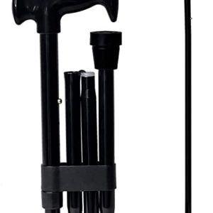 DMI Adjustable Folding Cane with Ergonomic Handle, Lightweight, Sturdy and Support up to 250 pounds, Great for Travel, Walking Stick, Black