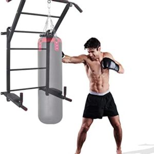 NEWAN Wall Mounted Pull Up Bar,Physical Therapy & Gymnastics Ladder w/6 Strategic Rods with More Stable 6-Hole Design,for Multi-Function Home Gym Workout Equipment(Maximum Weight 440 Lbs)