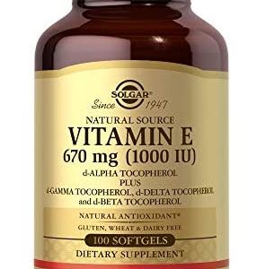 Solgar Vitamin E 670 mg (1000 IU), 100 Mixed Softgels - Natural Antioxidant, Skin & Immune System Support - Naturally-Sourced Vitamin E - Gluten /Dairy Free - 100 Servings