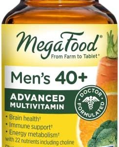 MegaFood Men's 40+ Multivitamin - Multivitamin with Vitamins C, D, B12, Biotin, Zinc, and Choline - Non-GMO, Gluten-Free, Vegetarian & Made without Dairy and Soy - 120 Tabs (60 Servings)