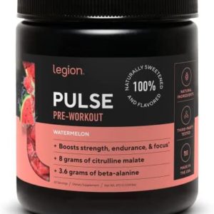 LEGION Pulse Pre Workout Supplement - All Natural Nitric Oxide Preworkout Drink to Boost Energy, Creatine Free, Naturally Sweetened, Beta Alanine, Citrulline, Alpha GPC (Watermelon)