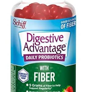 Digestive Advantage Prebiotic Fiber Gummies + Probiotics for Digestive Health, Daily Gummies for Women & Men, Digestive Supplement for Regularity & Gut Health, 60ct Strawberry Flavor