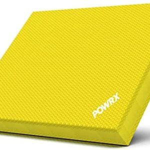 POWRX Foam Balance Pad for Stability Training, Yoga, and Physical Therapy | Non-Slip Foam Pads for Exercise, 18.9" x 14.96" x 2.36", Yellow