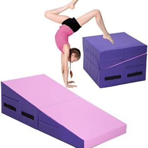 BLKMTY Gymnastics Mat Incline Mats 48"x24" Tumbling Mat Kids Climbing Mat Folding Tumbling Wedge Mats Gym Cheese Mats for Gymnastics Exercise Mat Yoga Mat for Kids Play Home Exercise Aerobics