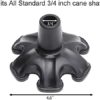 YAMTHR Cane Tip with 6 Support Rubber Foot for Walking Canes 3/4 Inch Shaft, Self-Standing, Anti-Slip Stable 6 Point Cane Tip Universal 6 Leg Attachment for Walking Stick (Black) - Image 2