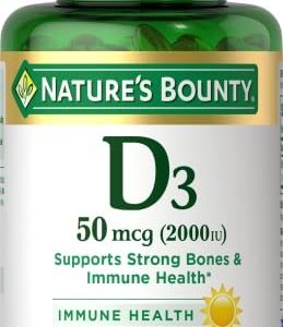 Nature's Bounty Vitamin D3, Immune and Bone Support, 2000IU, Softgels, 240 Ct