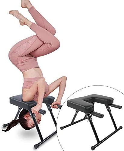 Okuyonic Stand Yoga Chair, Yoga Headstand Stool Wood and PU Pads Yoga Inversion Training Bench Metal Frame for Home Fitness - Image 6