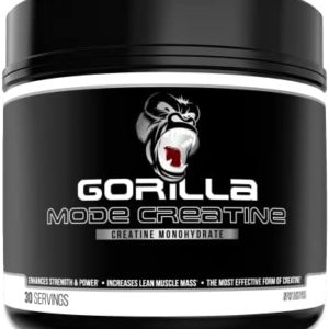 Gorilla Mode Creatine Powder – Creatine Monohydrate Micronized Powder/Improved Muscle Size, Power Output and Strength / 5 Grams per Servings