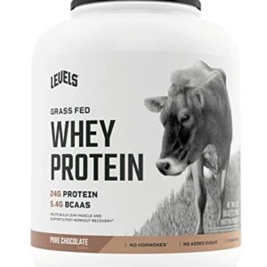 Levels Grass Fed 100% Whey Protein, No Hormones, Pure Chocolate, 5LB