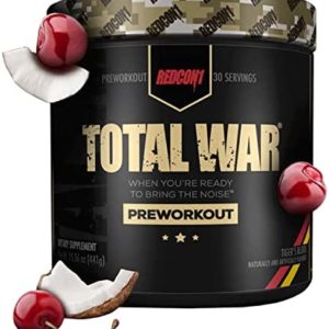REDCON1 Total War Pre Workout - L Citrulline, Malic Acid, Green Tea Leaf Extract for Pump Boosting Pre Workout for Women & Men - 3.2g Beta Alanine to Reduce Exhaustion, Tiger's Blood, 30 Servings