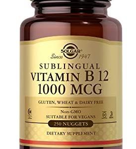 Solgar Vitamin B12 1000 mcg, 250 Nuggets - Supports Production of Energy, Red Blood Cells - Healthy Nervous System - Promotes Cardiovascular Health - Vitamin B - Non-GMO, Gluten Free - 250 Servings