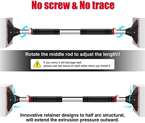 LADER Pull Up Bar for Doorway, Chin Up Bar Upper Body Workout No Screw Installation for Home Gym Exercise Fitness with Level Meter and Adjustable Width - Image 3