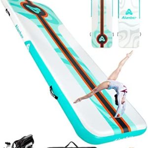 ALANBER Inflatable Air Gymnastics Mat 10 ft, Air Tumbling Track Mat, Inflatable dock Mat, with Electric Air Pump, for Practice Gymnastics/Cheerleading/Tumbling/Martial Arts/Water Sports…
