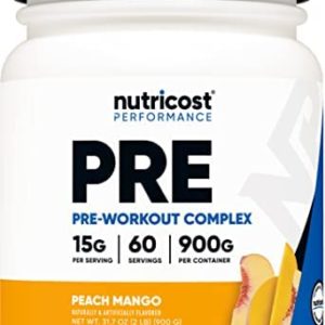 Nutricost Pre-Workout Powder Complex, Peach Mango, 60 Servings, Vegetarian, Non-GMO and Gluten Free