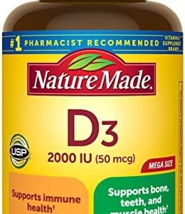 Nature Made Vitamin D3 2000 IU (50 mcg), Dietary Supplement for Bone, Teeth, Muscle and Immune Health Support, 400 Tablets, 400 Day Supply