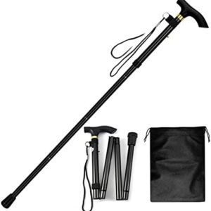 Evealyn Walking Stick/Canes,Foldable, Collapsable Cane Hiking Pole Height Adjustable, Lightweight Anti-Slip for Travel Outdoor Hiking Help Balance for Men and Women Seniors