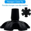 XSL Cane Tips - 3/4 Inch Replacement - Heavy Duty Rubbers Self Standing 6 Support Feets Base Replacement Walking Canes, Walking Sticks, Folding Canes - 6 Prong Rubber Cane Foot Pad (Black) - Image 2