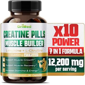 12200mg Creatine Monohydrate - Ultra Muscle Builder Supplement with L-Arginine, L-Citrulline, Beet Root, Tongkat Ali, Ginseng- Promote Energy Strength Performance (90 Count (Pack of 1))
