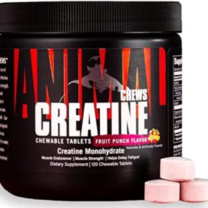 Animal Creatine Chews Tablets - Enhanced Creatine Monohydrate with AstraGin to Improve Absorption, Sea Salt for Added Pumps, Delicious and Convenient Chewable Tablets - Fruit Punch