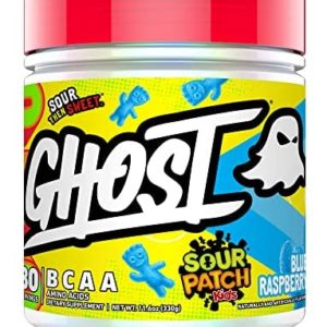 GHOST BCAA Amino Acids, Sour Patch Kids Blue Raspberry - 30 Servings - Sugar-Free Intra & Post Workout Powder & Recovery Drink, 7g BCAA – Supports Muscle Growth & Endurance - Soy & Gluten-Free, Vegan