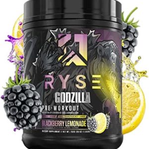 Ryse Signature Series Godzilla Pre Workout | Pump, Energy, Strength, and Focus | Citrulline, Beta-Alanine, Caffeine | 40 Servings (BlackBerry Lemonade)