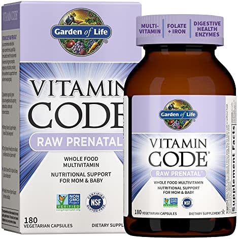 Garden of Life Prenatal Multivitamin for Women with Iron, Folate & Vitamin C and D3 for Neural Development & Probiotics for Immune Support – Vitamin Code – Non-GMO, Gluten-Free, Kosher, 60 Day Supply