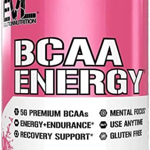 EVL BCAAs Amino Acids Powder - BCAA Energy Pre Workout Powder for Muscle Recovery Lean Growth and Endurance - Rehydrating BCAA Powder Post Workout Recovery Drink with Natural Caffeine - Pink Lemonade