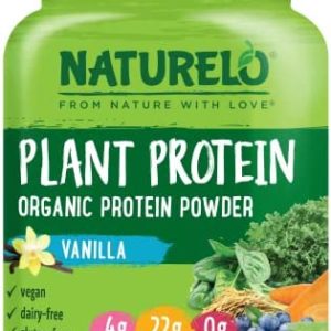 NATURELO Plant Protein Powder, Vanilla, 22g Protein - Non-GMO, Vegan, No Gluten, Dairy, or Soy - No Artificial Flavors, Synthetic Coloring, Preservatives, or Additives - 20 Servings