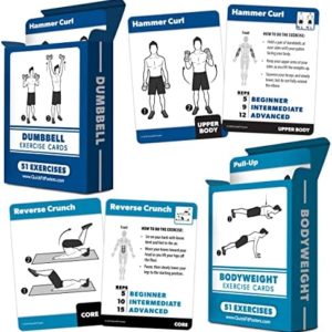 2 Pack - Bodyweight & Dumbbell Fitness Workout Cards - Over 100 Exercises 2.5" x 3.5"