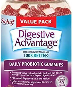 Digestive Advantage Probiotic Gummies For Digestive Health, Daily Probiotics For Women & Men, Support For Occasional Bloating, Minor Abdominal Discomfort & Gut Health, 90ct Superfruit