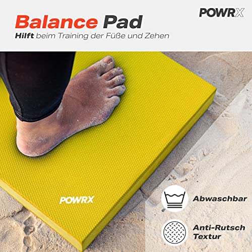 POWRX Foam Balance Pad for Stability Training, Yoga, and Physical Therapy | Non-Slip Foam Pads for Exercise, 18.9" x 14.96" x 2.36", Yellow - Image 2
