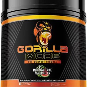 Gorilla Mode Pre Workout - Massive Pumps · Laser Focus · Energy · Power - L-Citrulline, Creatine, GlycerPump™, L-Tyrosine, Agmatine, Kanna, N-Phenethyl Dimethylamine Citrate - 590 Grams (Watermelon)