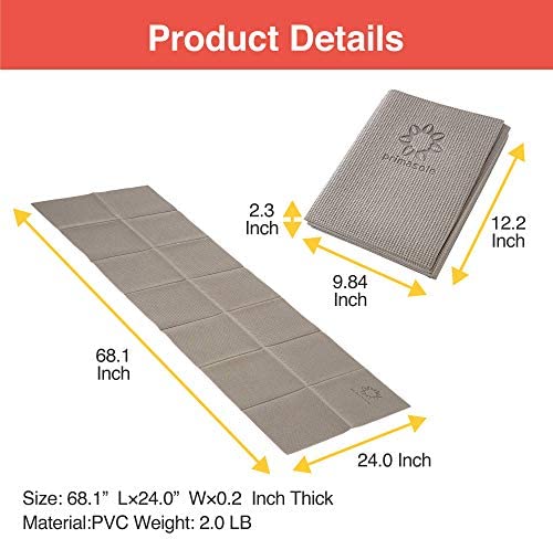 Primasole Folding Yoga Travel Pilates Mat Foldable Easy to Carry to Class Beach Park Travel Picnics 4mm Thick - Image 6