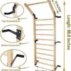 FC FUNCHEER Solid Wood Stall Bar,Swedish Ladder bar Gymnastics Wall bar,Total Size 86.6 inches in Height and 32 inches Width,Gym Pull Up bar for Gym &Home Training - Image 2