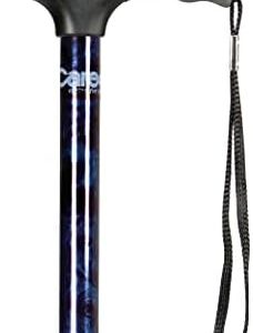 Carex Health Brands Soft Grip Walking Cane - Height Adjustable Cane with Wrist Strap - Latex Free Soft Cushion Handle, Blue Marble