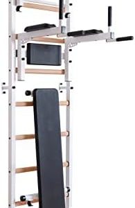 BenchK - Wooden Swedish Ladder Wall Stall Bar - Indoor Chin Up Bar Workout Equipment for Home Exercise, Physical Therapy, Gymnastics, Fitness
