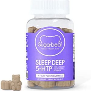 Sugarbear Sleep Aid Gummies for Adults with Melatonin 6mg, Magnesium, L-Theanine, 5 HTP, Vitamin B6, Valerian Root, Lemon Balm, Passionflower - Vegan Chewable Sleep Supplement, Sleep Vitamins, 60 Ct