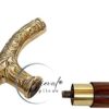 Medieval Replicas Walking Stick - Men Derby Canes and Wooden Walking Stick for Men and Women - 37" Brown Ebony Brass T Shape Handle in Golden Tone Natural Wood Unisex Cane ECTORIA - Image 5