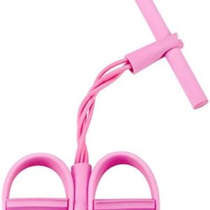 QBOMB 4-Tube Latex Sit-Ups Bodybuilder Yoga Pedal Puller Abdominal/Waist/Arm/Leg Stretching Weight Loss Training Resistance Band,Pink