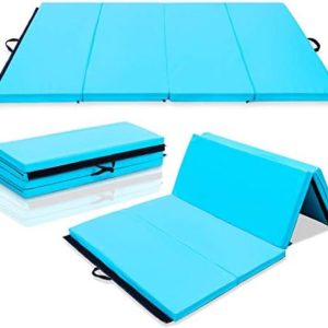 Giantex Gymnastics Mat 6'x 4' Anti-Tear 4-Fold Exercise Floor Mats W/Handles,Hook and Loop Fastener,Portable Folding Tumbling Mat Lightweight Gymnastics Panel Mat for Yoga, Aerobics, Workout