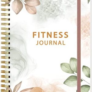 Fitness Journal for Women & Men - A5 Workout Journal/Planner Daily Exercise Log Book to Weight Loss, Gym, Muscle Gain, Bodybuilding Progress - Daily Personal Health & Wellness Tracker, Spiral-Bound, 5.8" x 8.3", Rose Leaf
