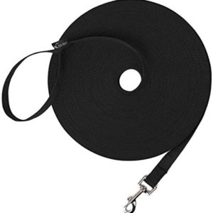 Hi Kiss Dog/Puppy Obedience Recall Training Agility Lead - 15ft 20ft 30ft 50ft 100ft Training Leash - Great for Play, Camping, or Backyard - Black 30ft