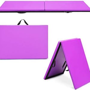 Giantex 6'x 2' Folding Gymnastics Mat, Exercise Mat w/ Carrying Handles, Small Size, Easy to Store and Clean, Lightweight Tumbling Mat for Gym, Home
