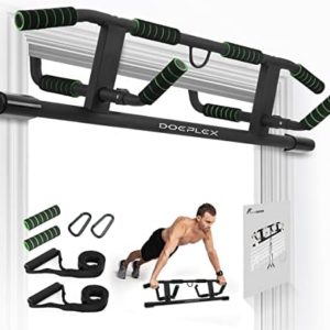 Doeplex [New Upgrade] Multi-Grip Pullup Bar with Smart Larger Hooks Technology - USA Original Patent, USA Designed, USA Shipped, USA Warranty