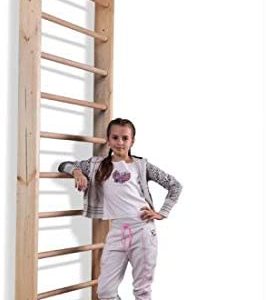 CleverWood Wooden Swedish Ladder SP0, Stall Bars Set for Physical Therapy & Gymnastics. Made in Europe